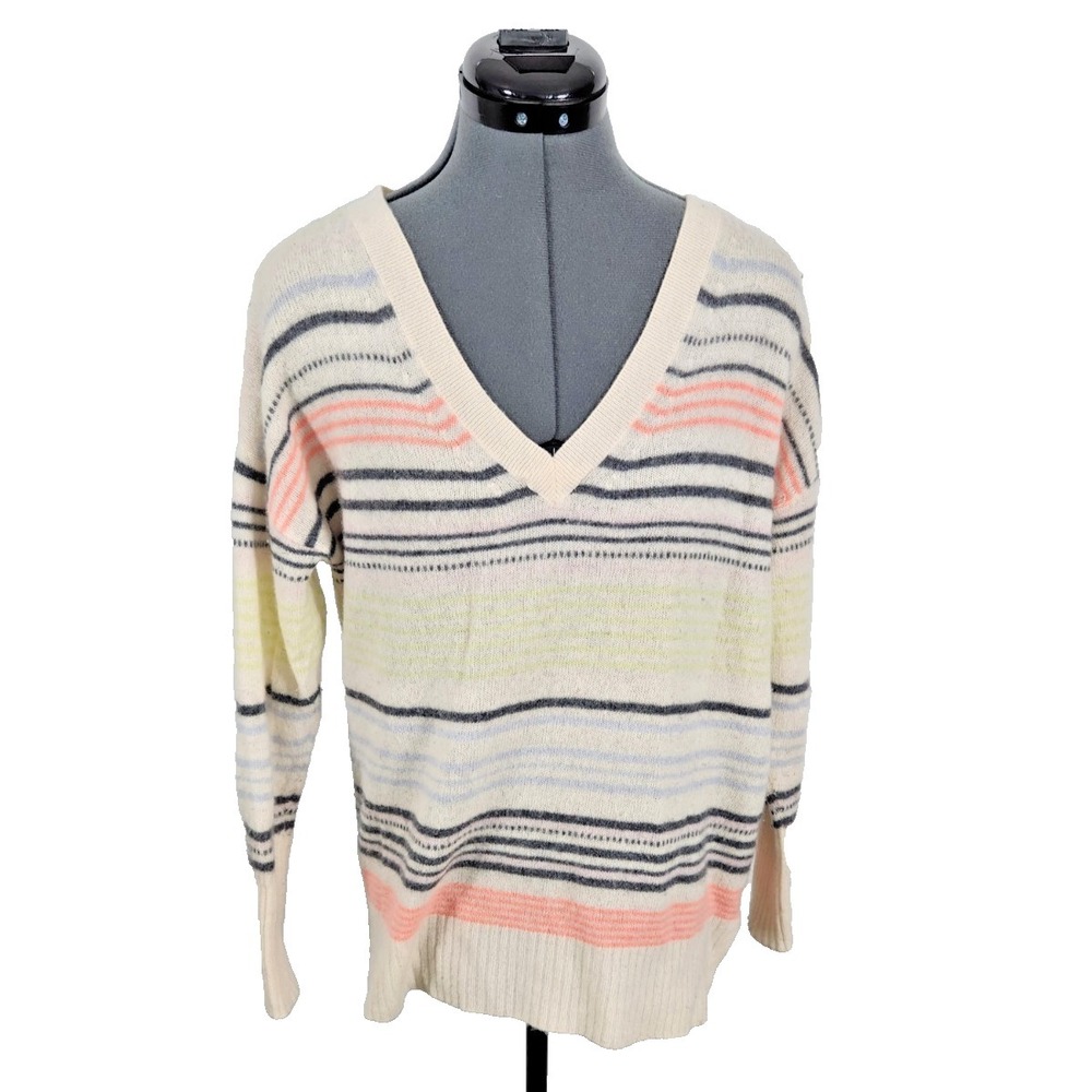 Pure‎ Collection V-Neck Cashmere Stripped Sweater Size 6